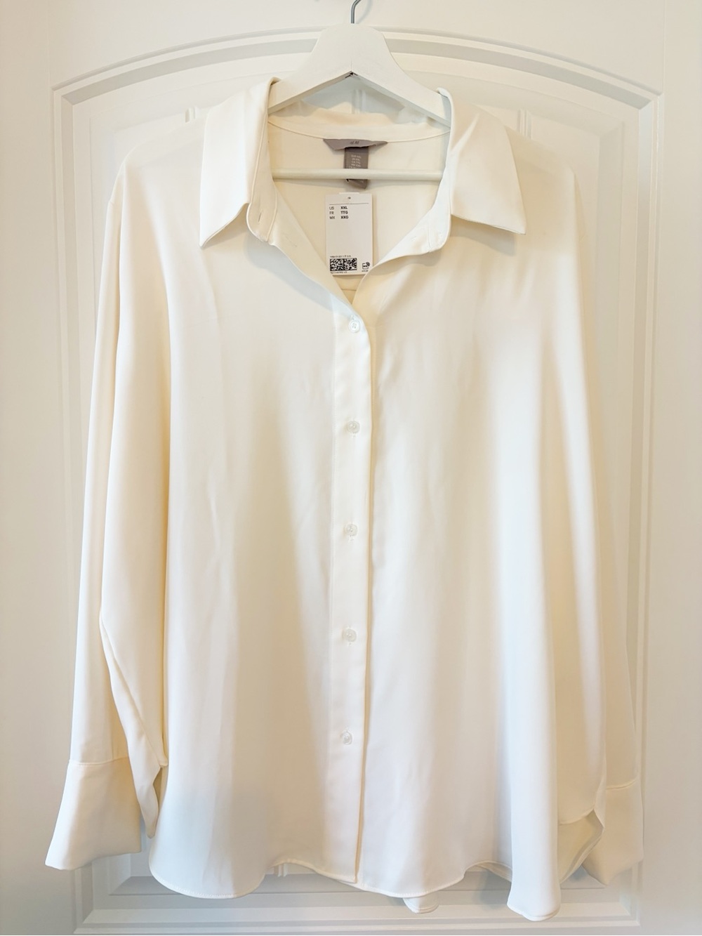 H&M White Long-Sleeve Button-Up Blouse